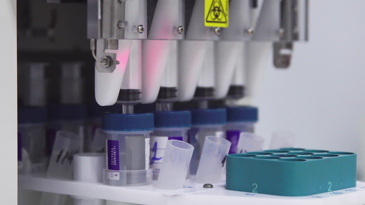 The transfer of biological Material in a test-tube automatically