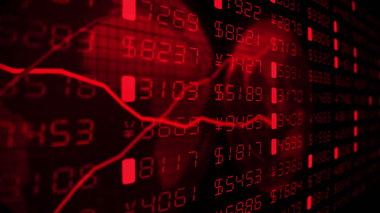 Financial diagrams tickers numbers business data money stock market trade 4k