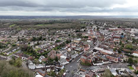 Billericay Essex ,UK High street establishing aerial shot