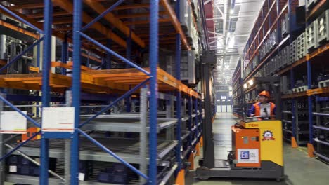 forklift operating in a warehouse