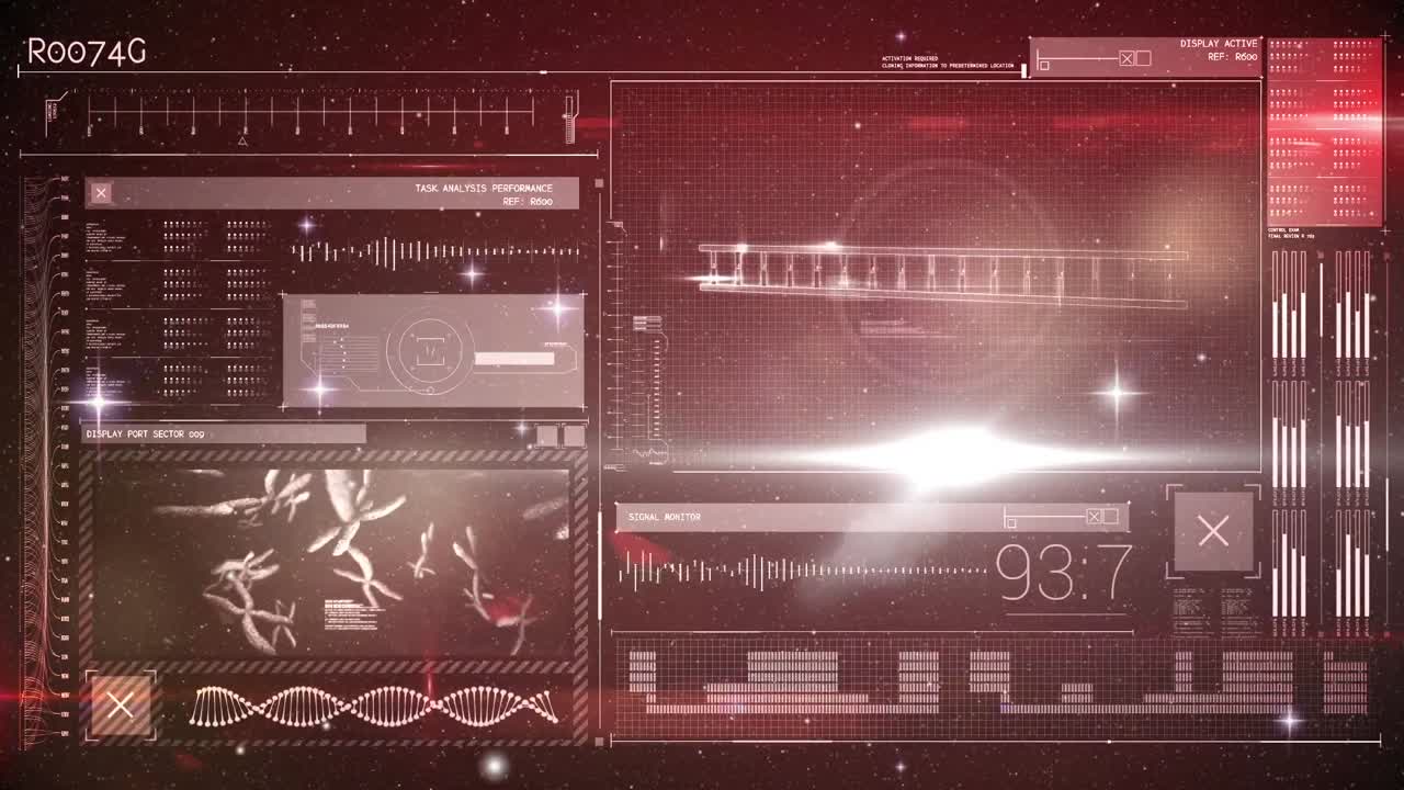 animación del procesamiento de datos médicos en pantalla sobre fondo negro