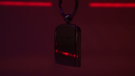 close up of the hungary metal souvenir keychain and the moving laser light-1