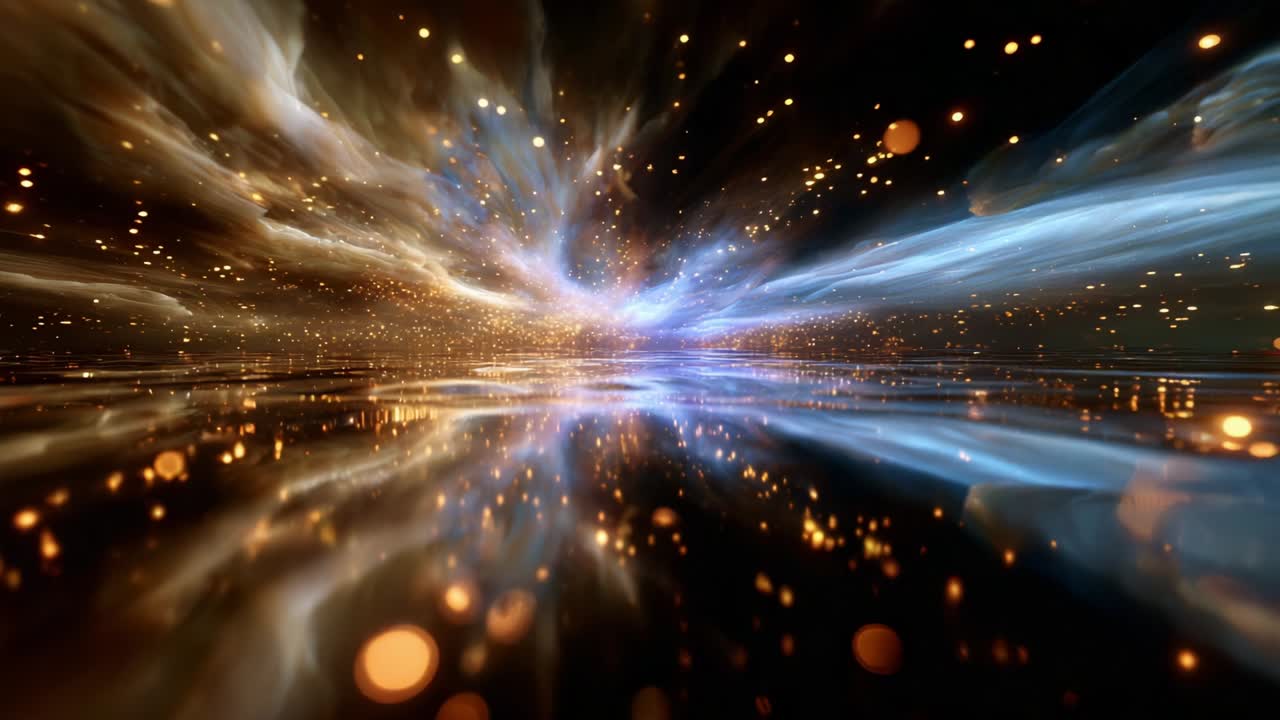 A Captivating Cosmic Journey Through a Vibrant Space of Stars and Light, Showcasing a Majestic Galaxy in Motion with Glimmers of Radiance Reflecting in a Serene Floating Environment of the Universe