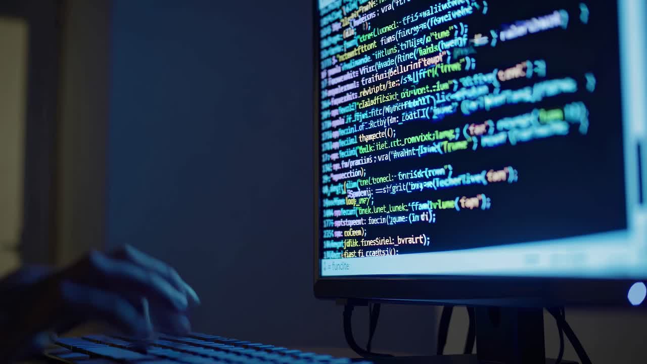 persona codificando por la noche