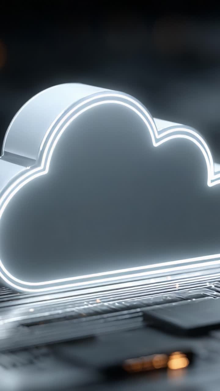 Illuminated Cloud Symbol on Circuit Board: A Captivating Fusion of Technology and Design Representing Digital Storage, Connectivity, and the Future of Data Management