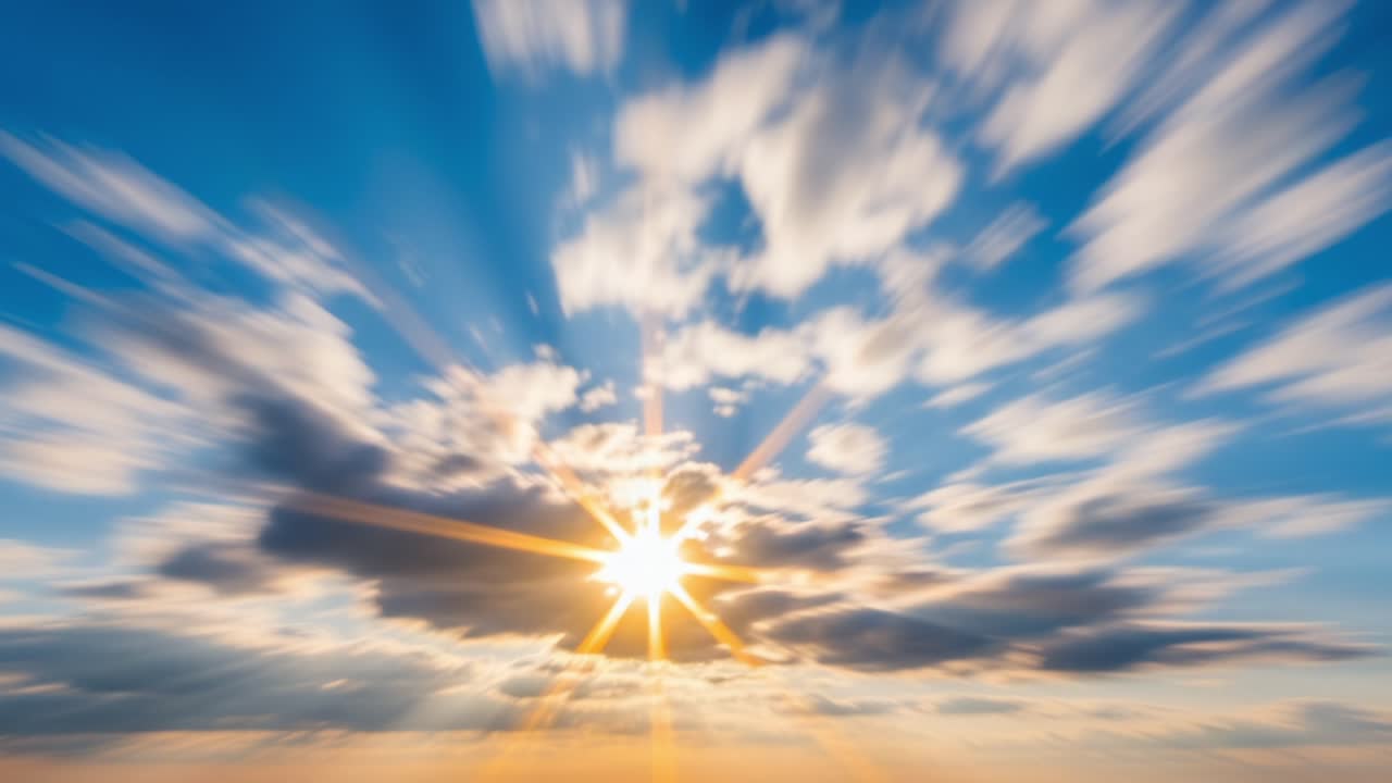 A Stunning Transition of Light and Shadow in the Sky: Capturing the Dramatic Shifts of Clouds and Sunlight as Day Breaks into Night