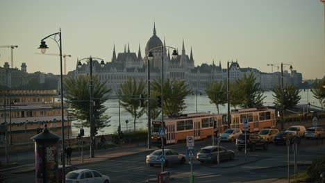 budapest cityscape: hungarian parliament building and danube river