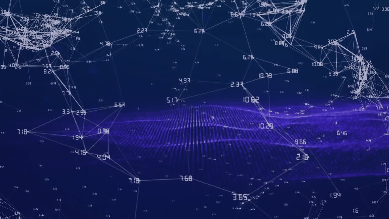 Animation of network of connections with data processing over spots
