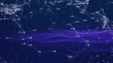animation of network of connections with data processing over spots
