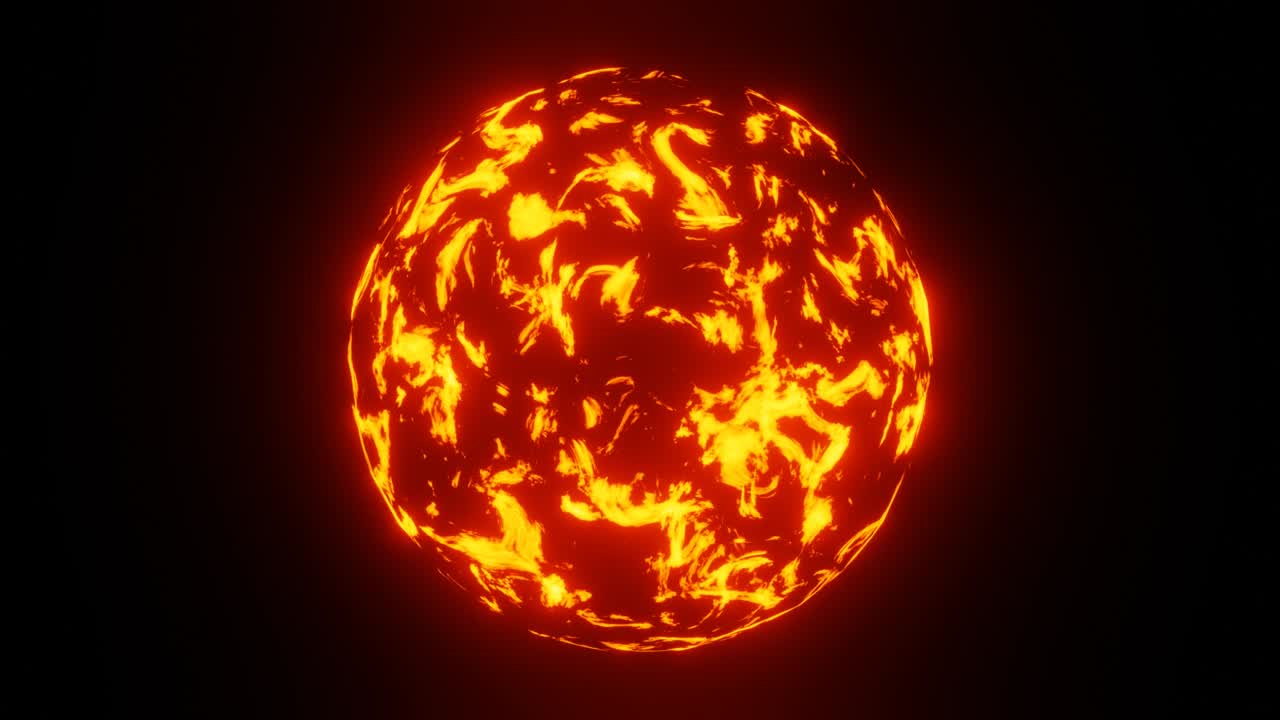 animación en bucle 3d de un planeta de fuego o sol o bola de fuego con lava