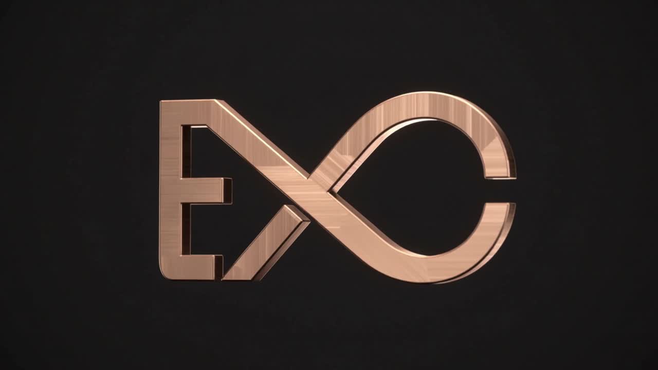 En lysstråle beveger seg over et bronse-emblem i et studio, og avslører den børstede overflaten og formen med lys.