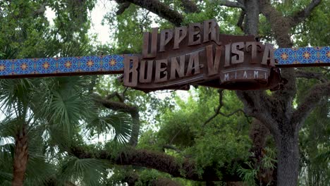 a close-up view of a park named upper buena vista miami on a wooden board