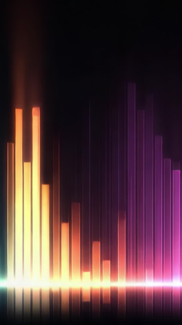 Dynamic Visualization of Sound Waves with Colorful Bars and Gradients Reflecting Energy and Rhythm in a Striking Abstract Design