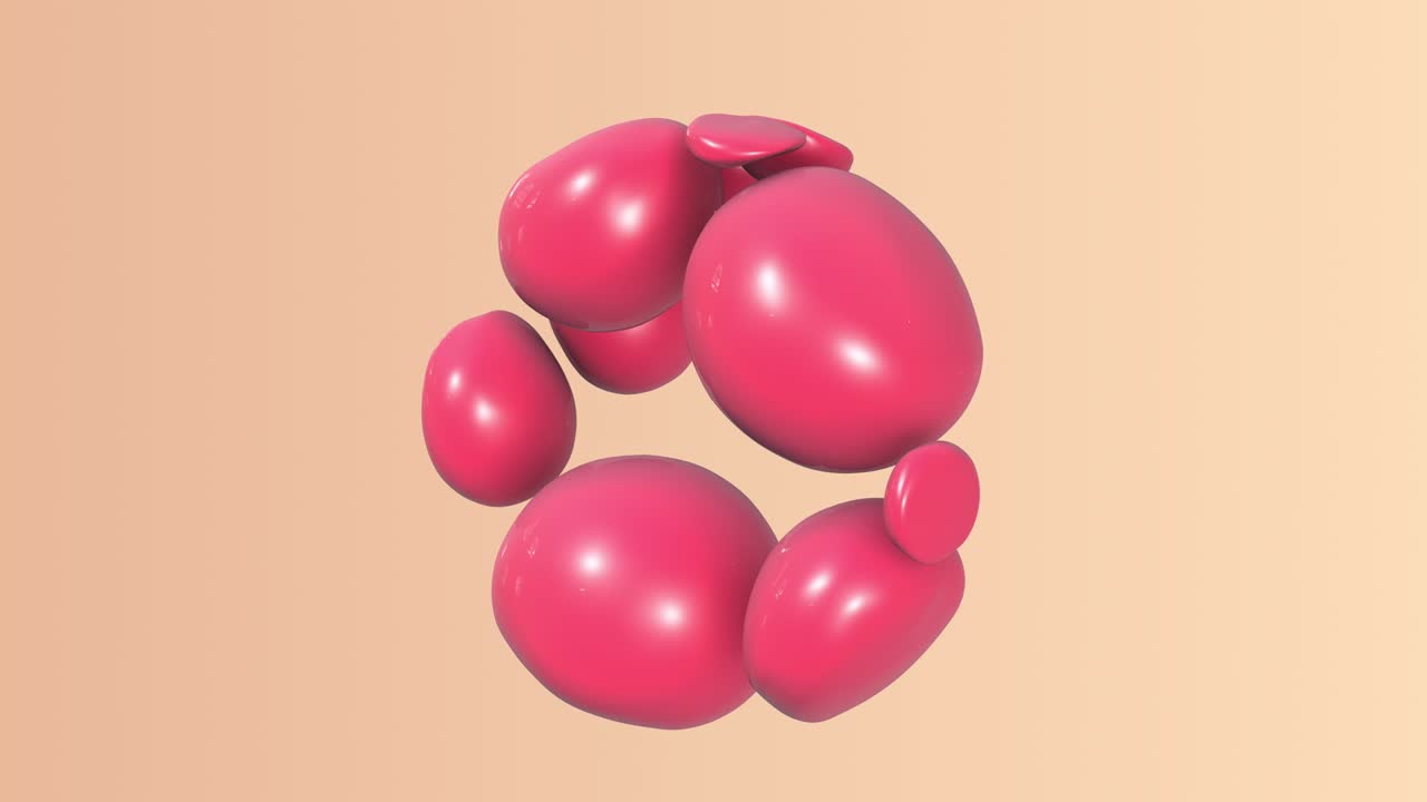 Abstract Pink plastic gum balls bubbles background dynamic animation 3d