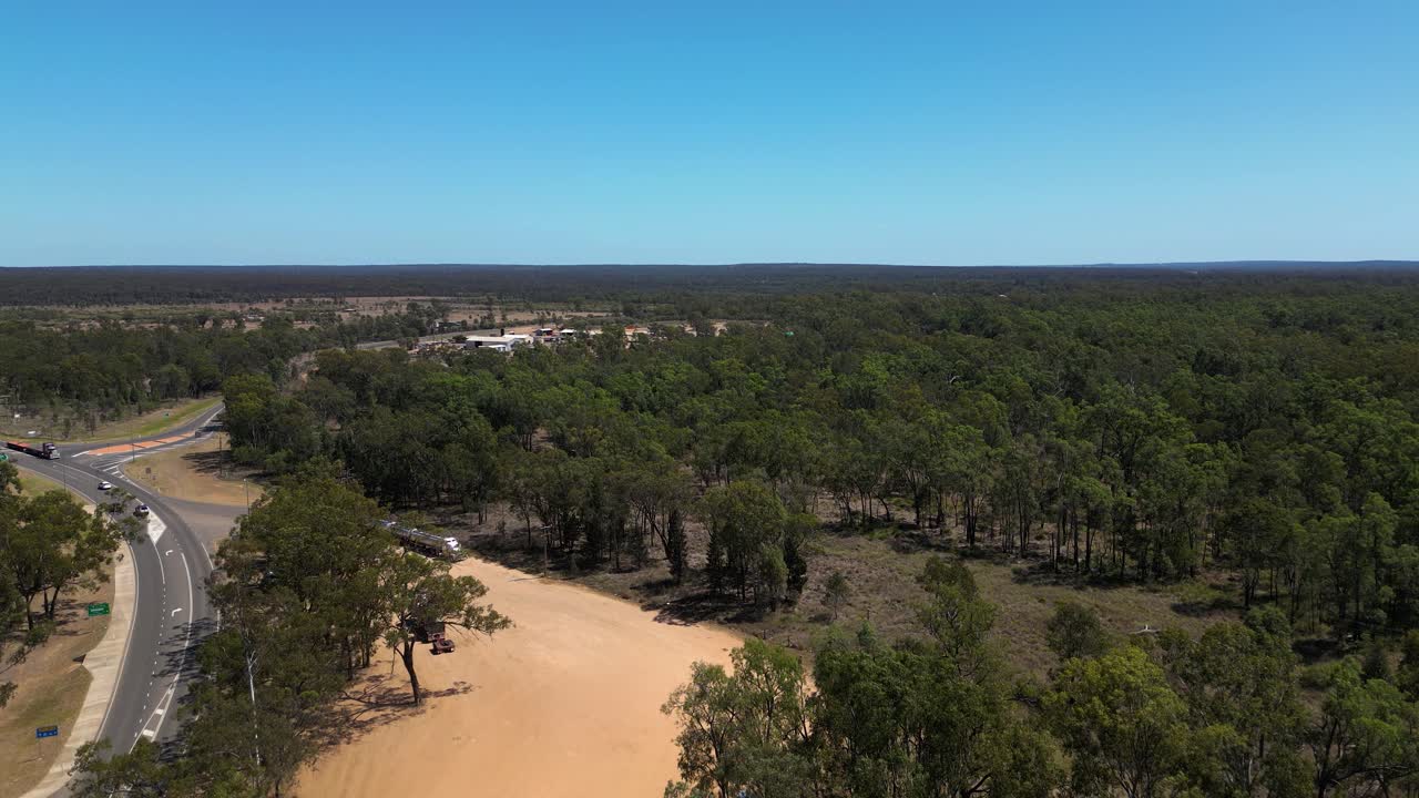 Vertical rising aerial views over the western side of Miles Queensland.