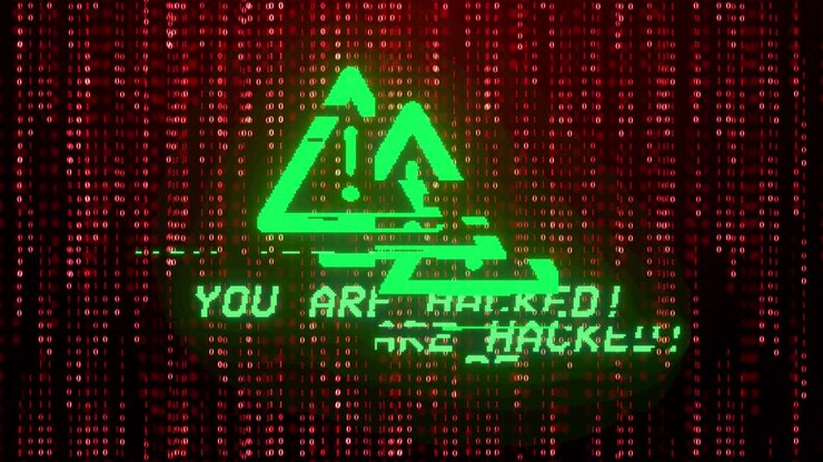 Vous êtes piraté, message d'avertissement d'erreur critique numérique, animation d'alerte système à l'écran