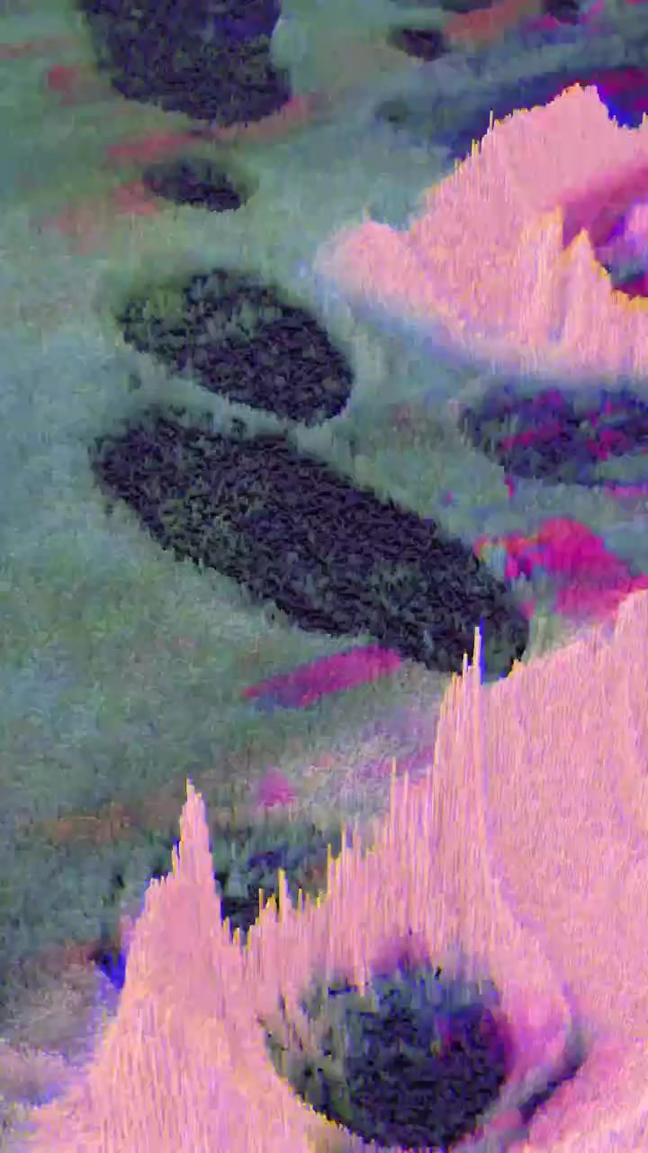 Dynamic Pixelated Abstract Landscape with Glitch Effect