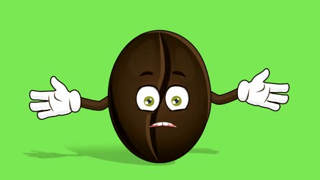 cartoon coffee bean do not know shrug with face animation alpha matte