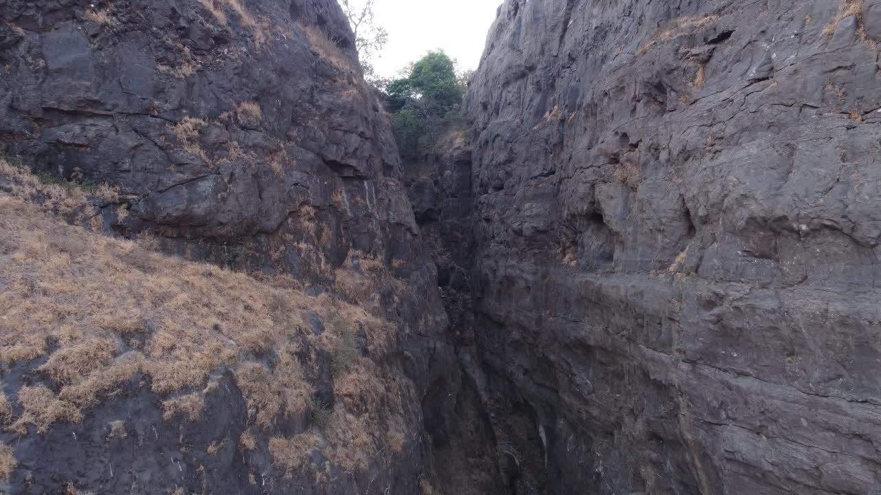 Sahyadri mountains, Basalt rock formation, Maharashtra, Lonavala, Drone shot