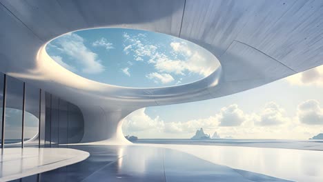 futuristic building with open sky view