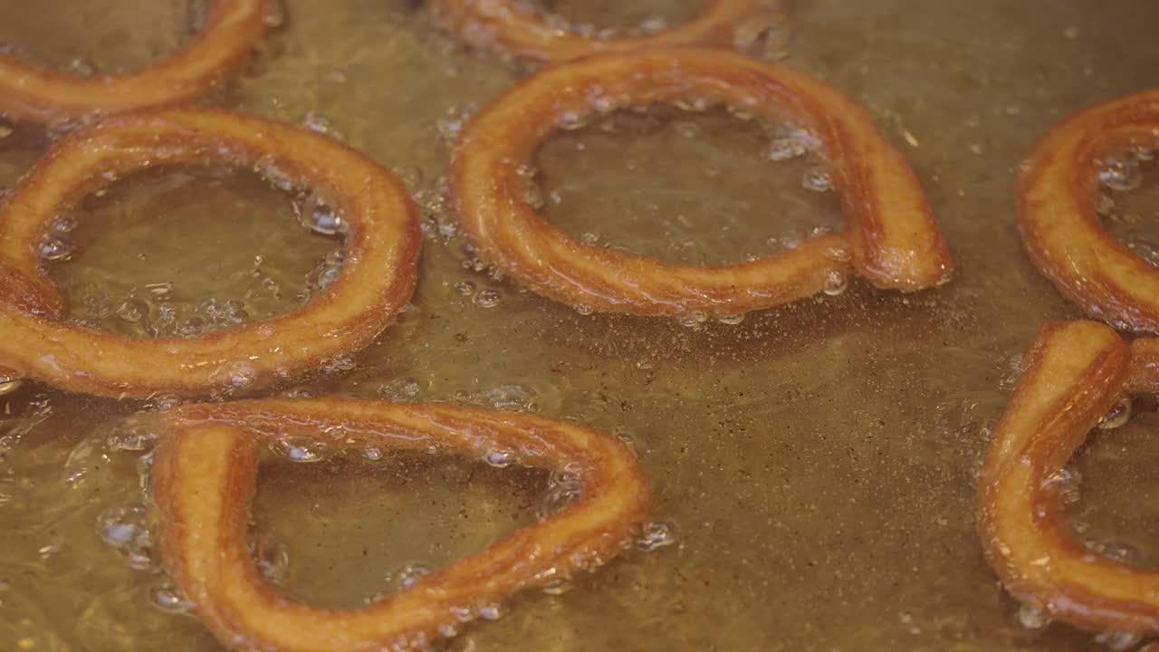 Close-up of Churros Frying