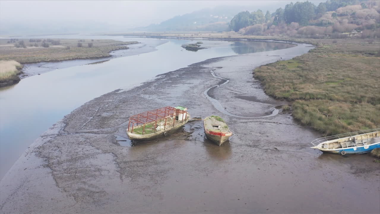 Abandoned Boats in a Dried Estuary