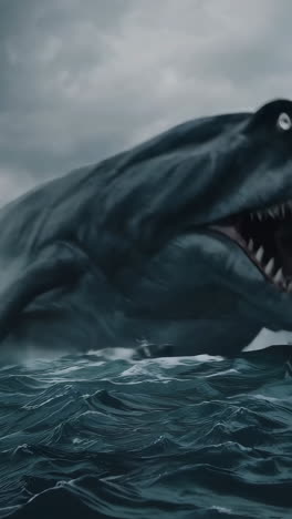 colossal sea monster emerges from stormy ocean threatening small boat