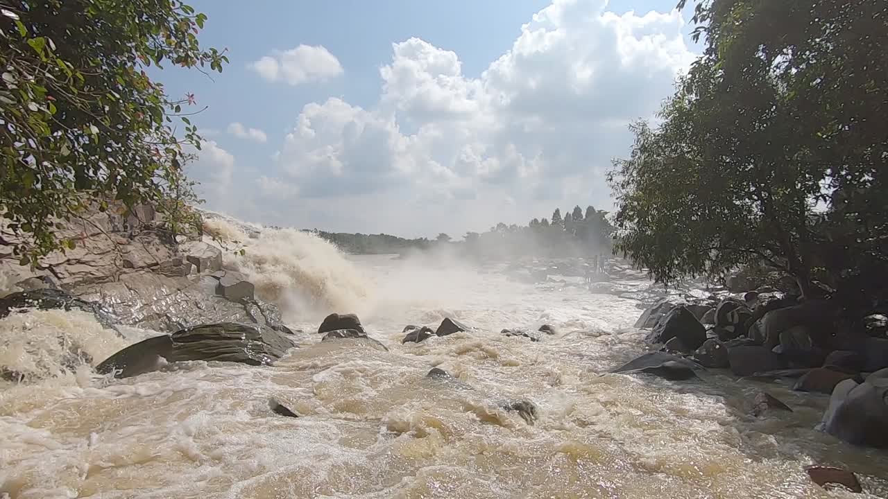 A heavy flow of water dropping off of waterfalls after rain in Usri River at Usri Falls in Giridih, Jharkhand, India on Tuesday 6th October 2020.