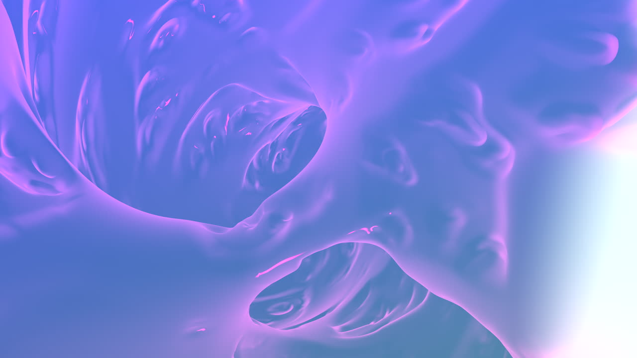 빛나는 파란색과 보라색 흐르는 액체 유리 용기