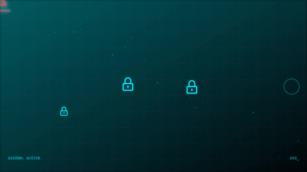 Digital Interface Displaying Security Encryption Process with Glowing Padlock Icons