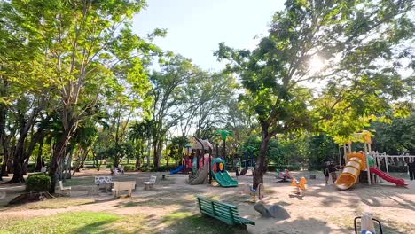 children playing in a vibrant park setting