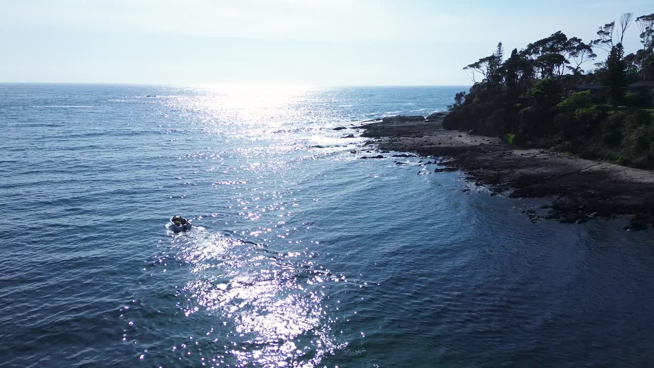 드론에서 찍은 바다 풍경, 바가, 해협, 해안선, 어업, 관광, 여행, 말루아 만, 사우스 코스트, 배테만스, 오스트레일리아