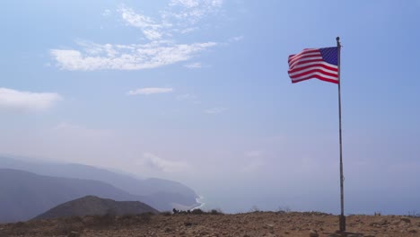 american flag waving with empty space