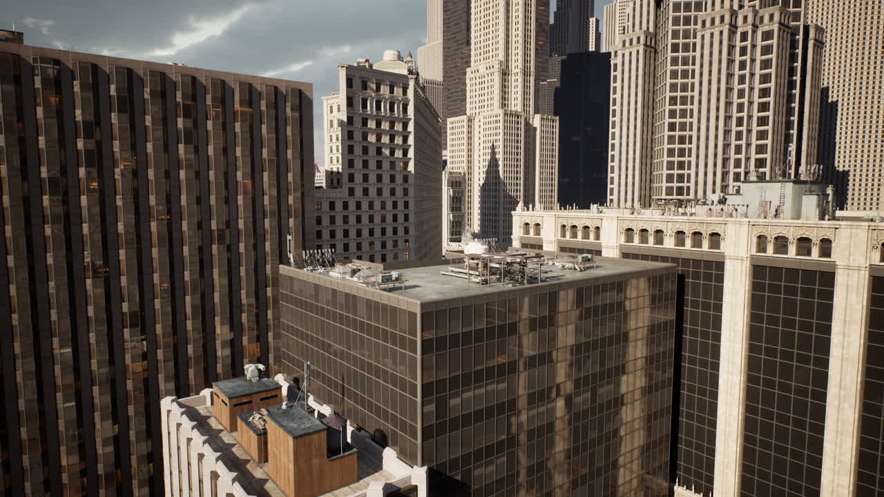 도시 초고층 빌딩 의 공중 전망