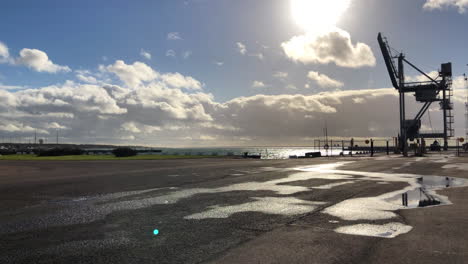 shipyard docking bay on a sunny day