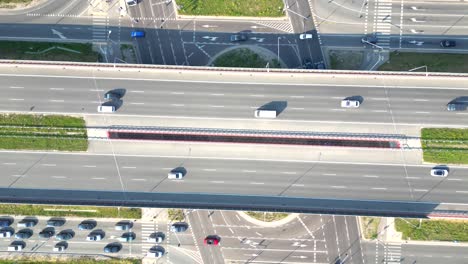 Aerial-top-view-of-highway-junction-interchange-road