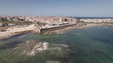 Peniche-beach-in-Portugal.-Aerial-circling