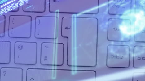 animación del procesamiento de datos a través del teclado de la computadora