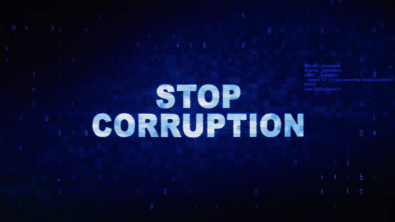 Stop corruption text digital noise twitch and glitch effect tv screen loop animation background