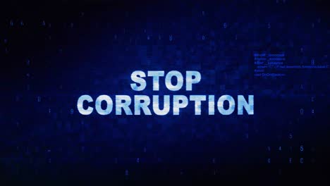 stoppen sie die korruption text digitaler lärm twitch und glitch-effekt tv-bildschirm-loop-animation hintergrund