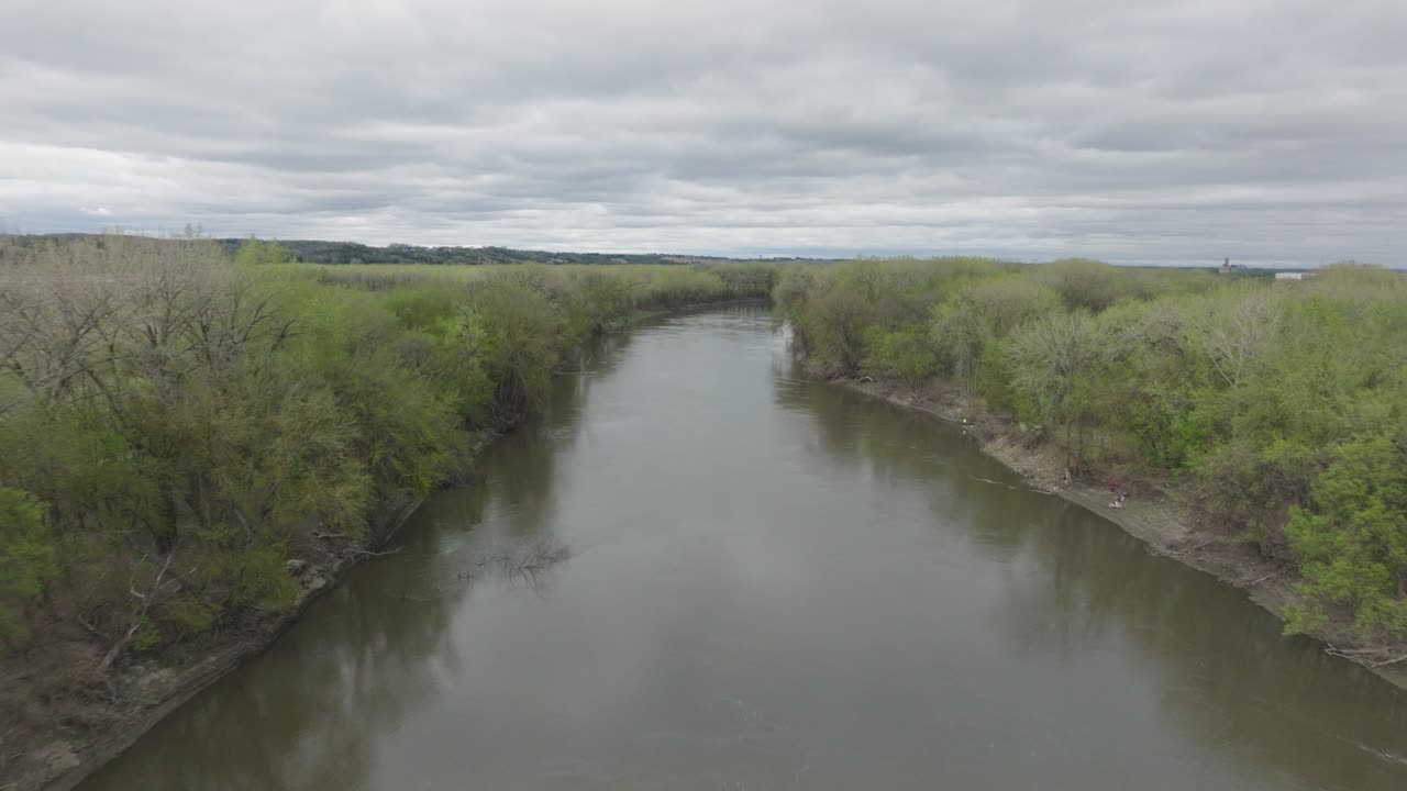 Aerial View Of Minnesota River Along The Trees In Minnesota, USA