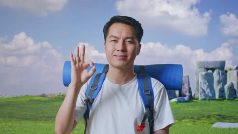 happy traveler showing ok sign
