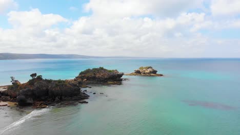 aerial shot of islands at walkerville victoria and beautiful vivid blue ocean waters