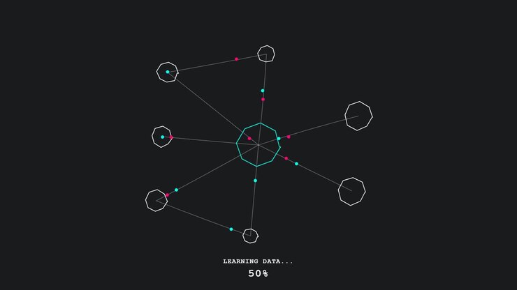 Abstract Digital Network Loading Animation with Data Processing