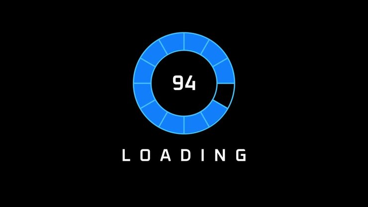 Loading Interface After Effect Animation Template with segmented ring progress, percentage text on black background