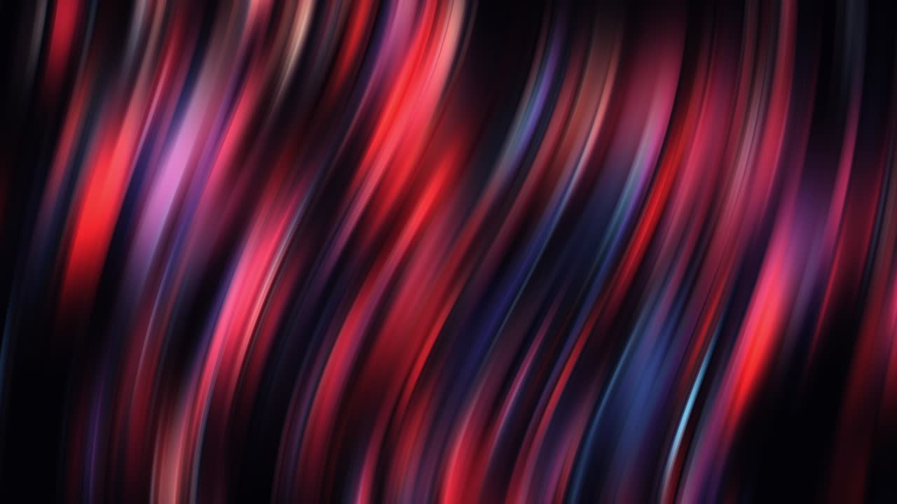 Abstract seamless loop vivid rainbow color twisted gradient on dark background. 3d render stripes rippling. Futuristic geometric patterns fluid trendy motion background design smooth color transition.