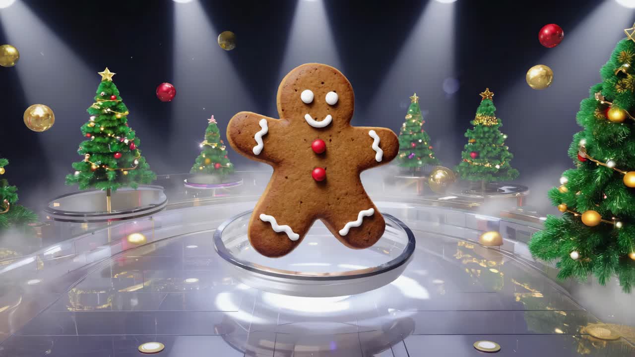 Animated Gingerbread Man in a Festive Christmas Setting