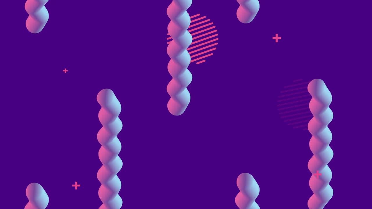 líneas y figuras geométricas en animación de fondo lila