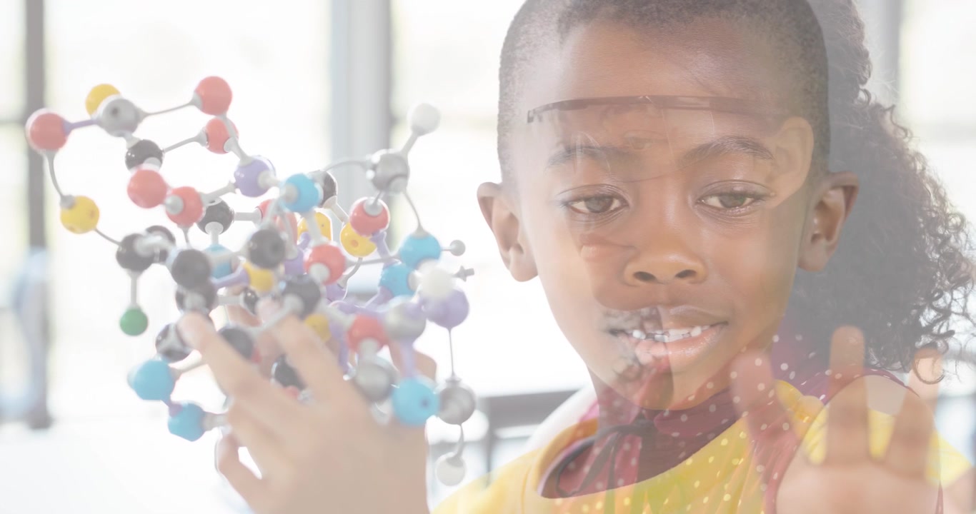 Animation of african american boy over caucasian girl