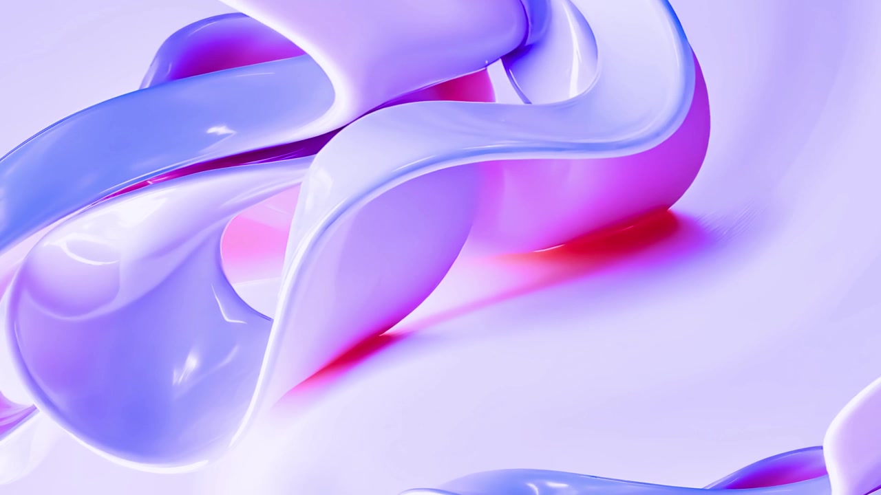 Smooth Glossy Abstract Fluid Shapes Flowing in Purple and Pink